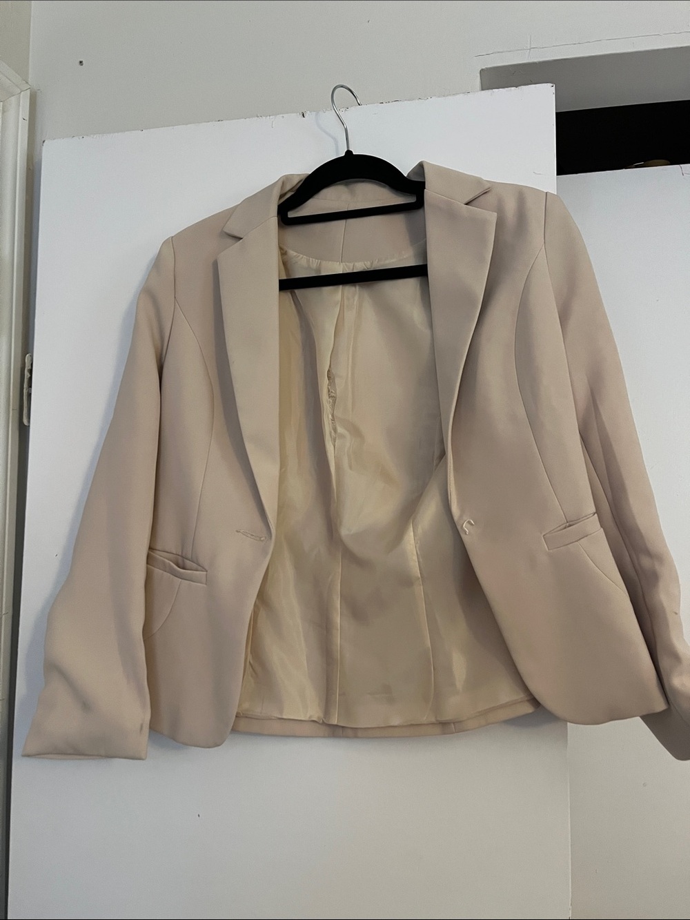 Womans Beige Tailored Blazer - Classic Lightweight Jacket